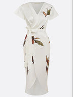 Judy | Abito Midi in Satin a Maniche Corte Bianco
