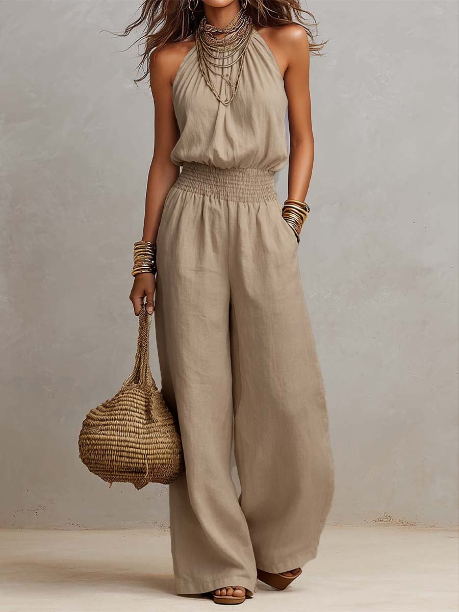 Amelia | Tuta Halter con Gamba Ampia