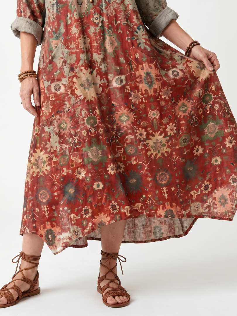 Rosaria | Abito Midi Fantasia Ornamentale