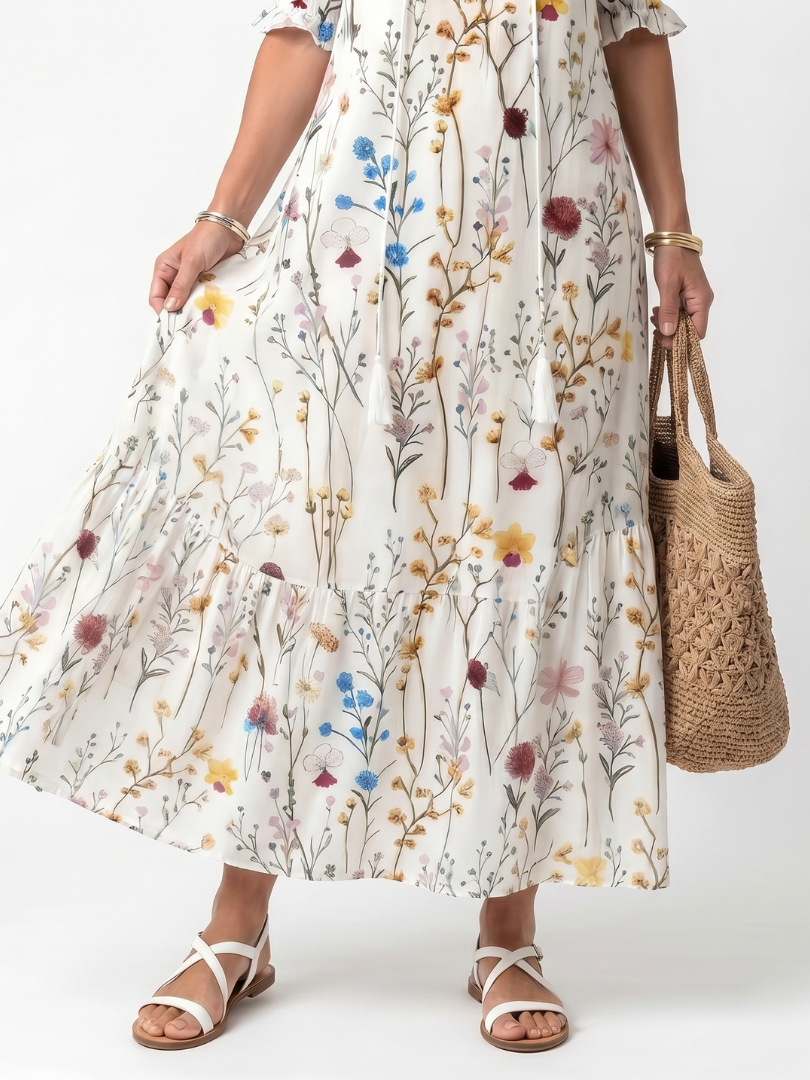 Donatella | Abito Midi Fantasia Botanica
