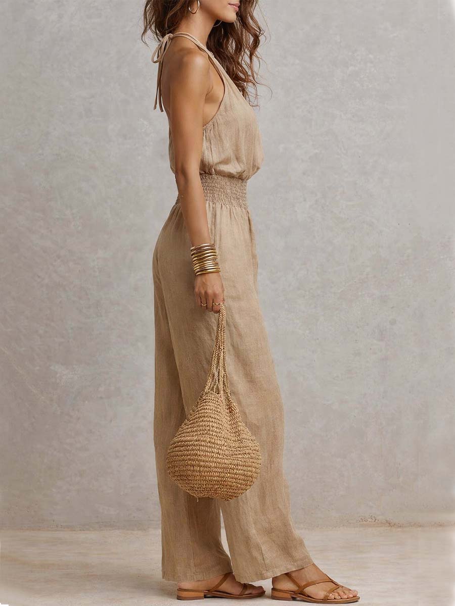 Amelia | Tuta Halter con Gamba Ampia