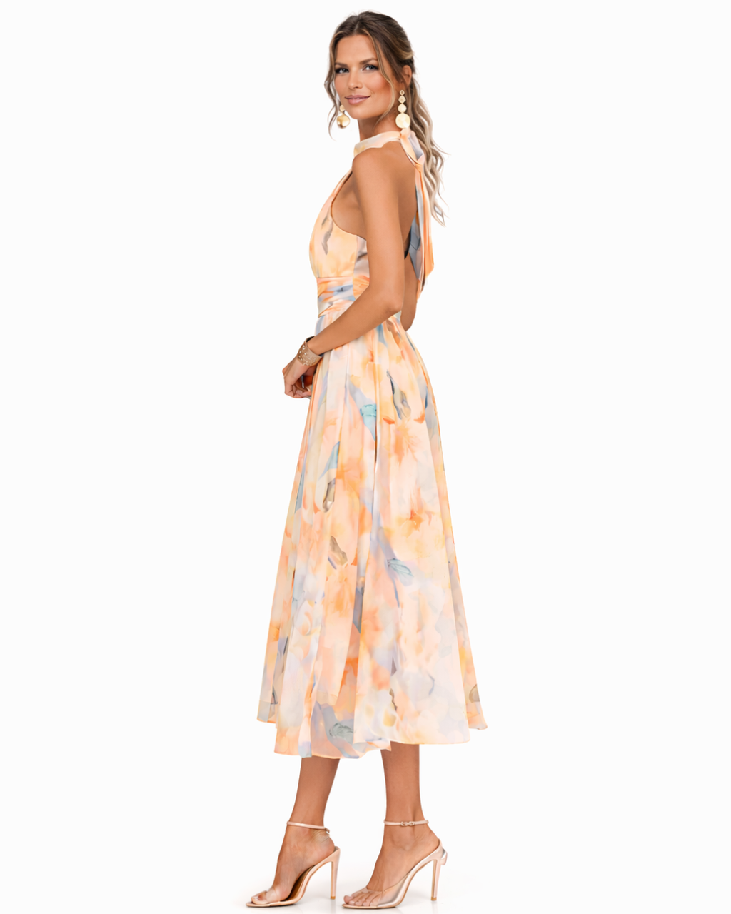 Saverina | Abito Lungo Halter con Stampa Artistica