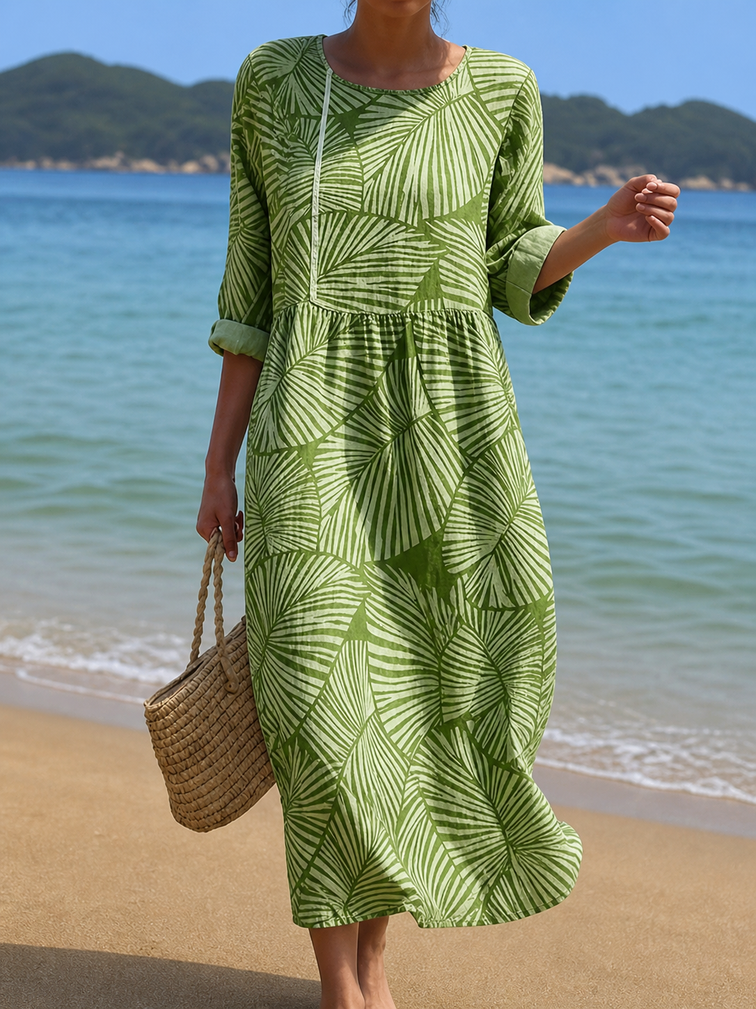 Millen | Abito Lungo da Mare con Stampa Tropicale