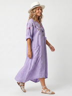 Nerina | Abito Midi Ricamato con Scollo a V