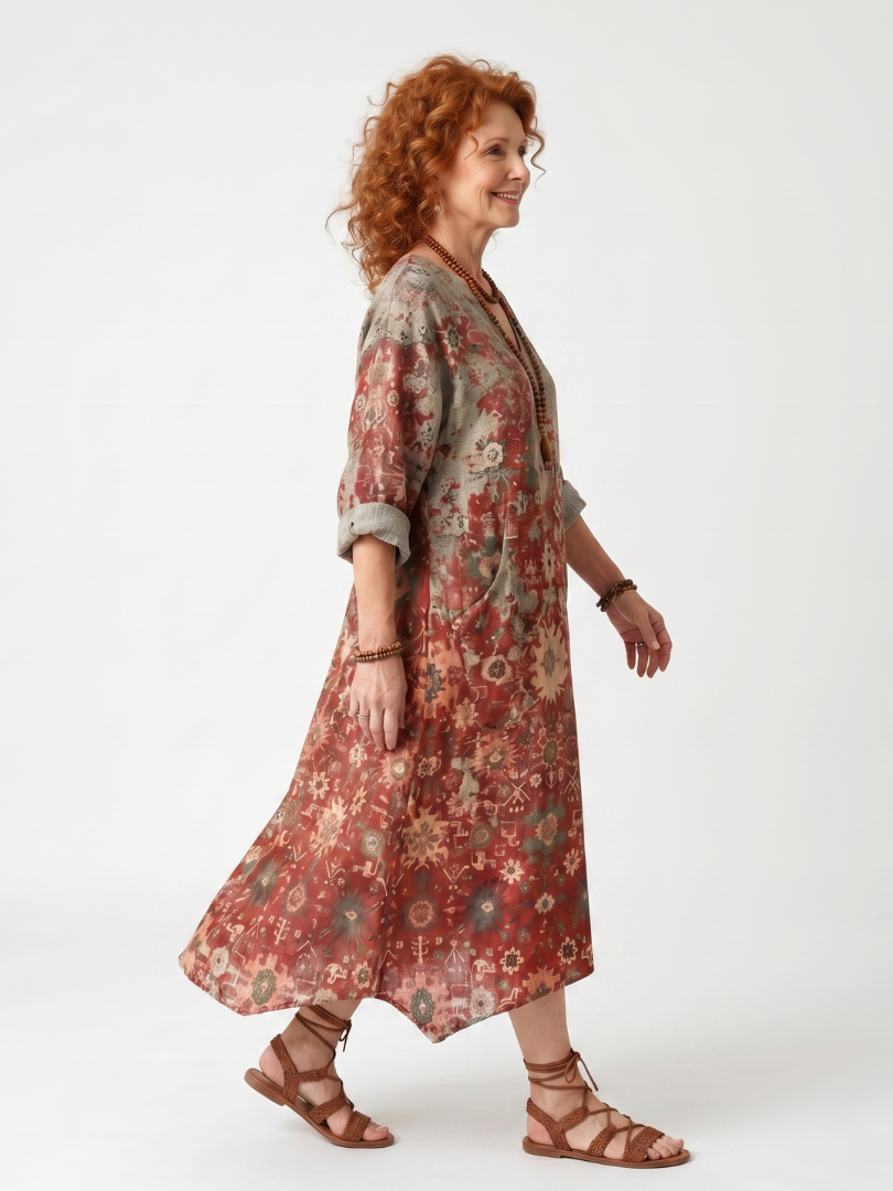 Rosaria | Abito Midi Fantasia Ornamentale