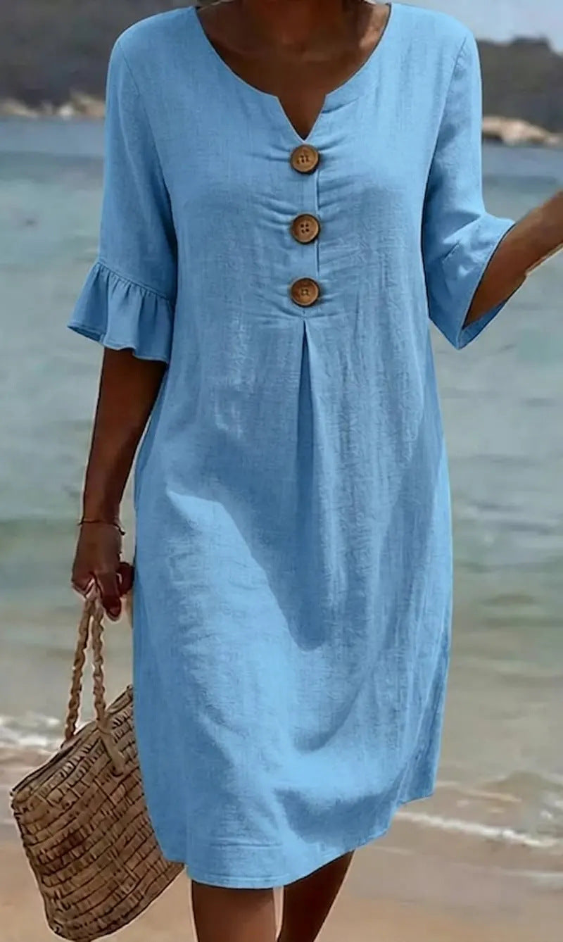 Mereya | Abito da Mare con Bottoni Decorativi