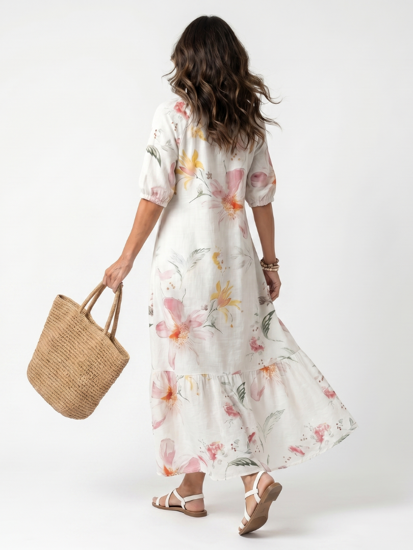 Maria | Abito Midi Floreale con Balze