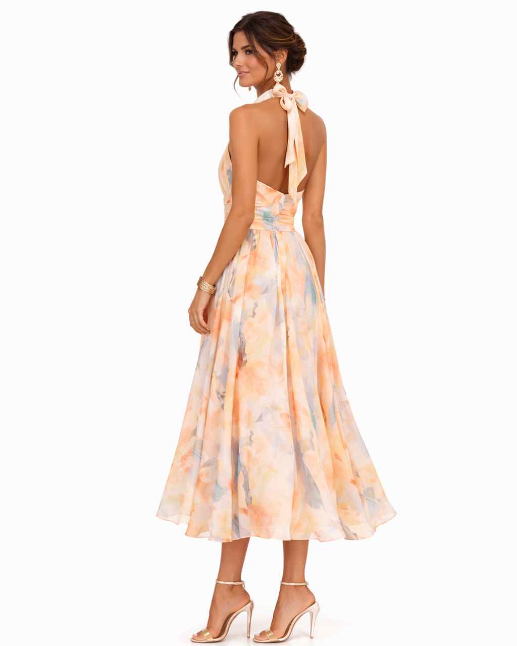 Saverina | Abito Lungo Halter con Stampa Artistica