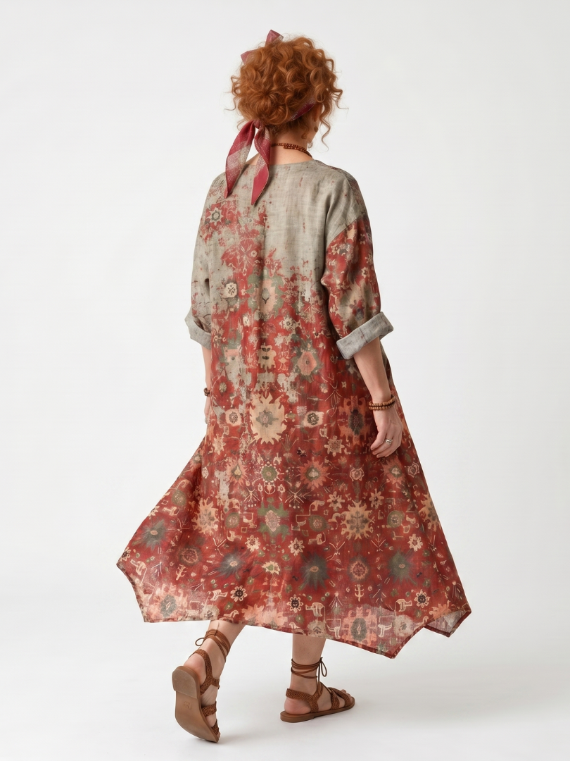Rosaria | Abito Midi Fantasia Ornamentale