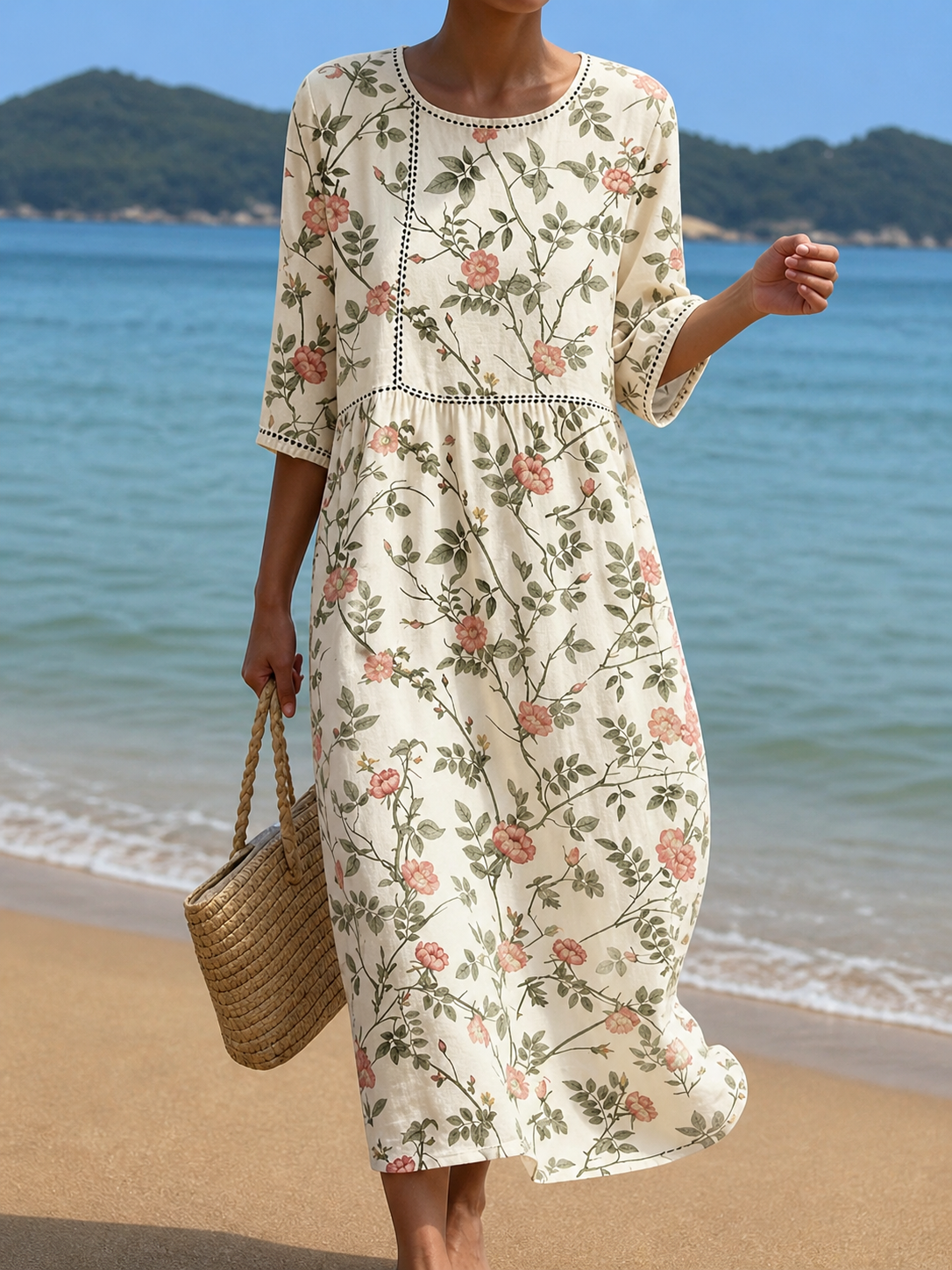 Ryanna | Abito Lungo da Mare con Stampa Floreale
