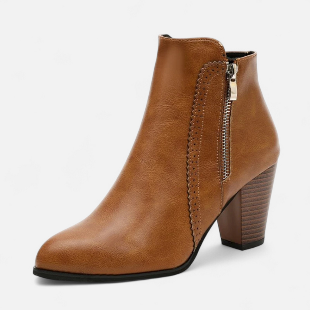 Elowen | Stivaletti Retro con Tacco e Zip Laterale