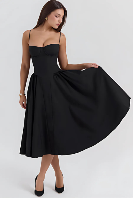 Loredina | Abito Midi con Corpetto Strutturato