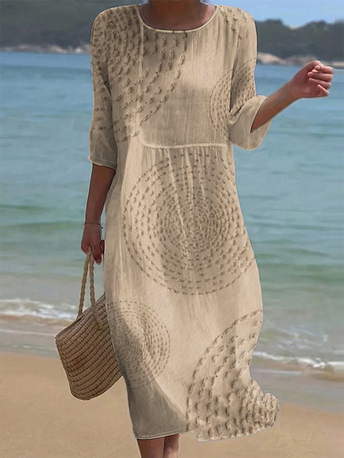 Janelle | Abito Lungo da Mare con Motivo Decorativo