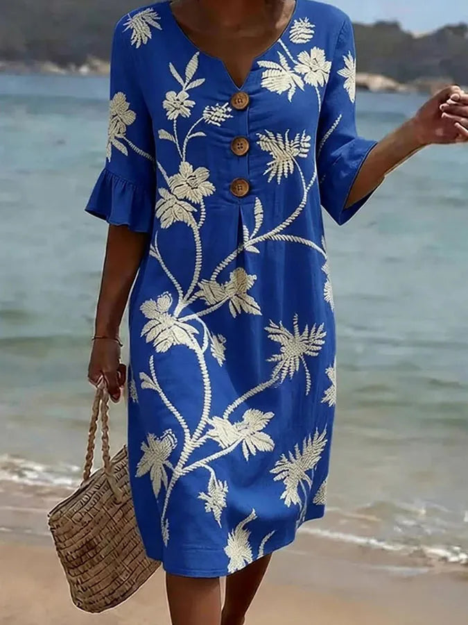 Katrina | Abito da Mare con Stampa Botanica