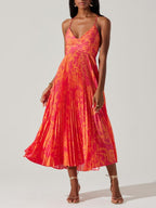 Heather | Abito Midi Plissettato Elegante Stampa Floreale Chic Costiero