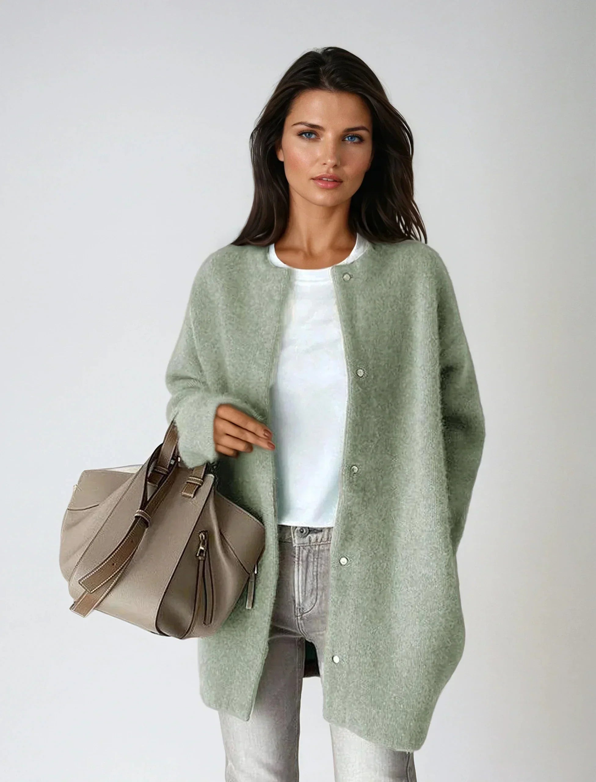 Elena | Cardigan in misto lana con chiusura a bottoni