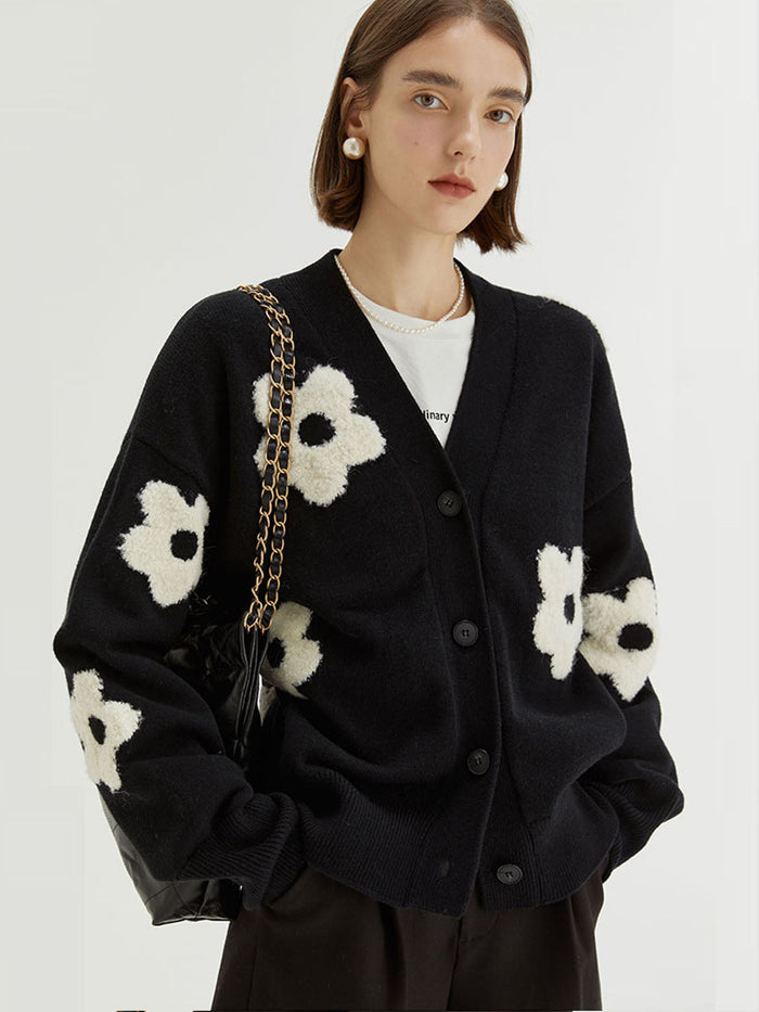 Isabella | Cardigan in Maglia con Dettagli Floreali