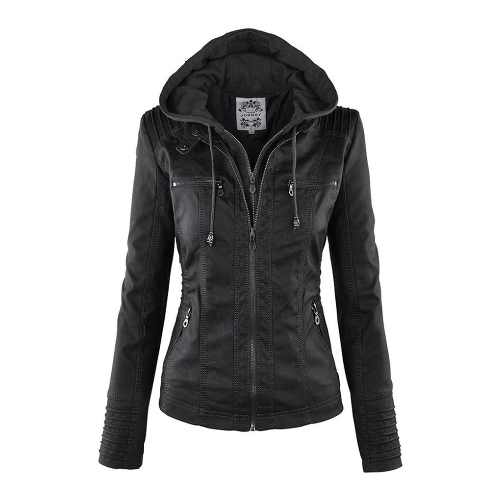 Valentina | Giacca moderna in pelle con cappuccio