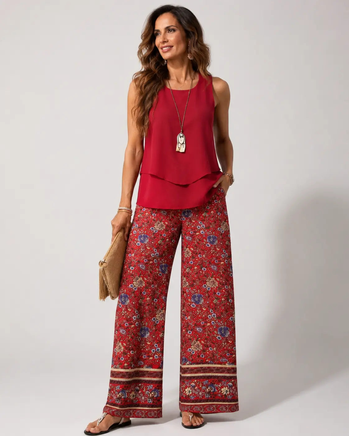 Rosa | Completo Due Pezzi con Pantaloni Floreali