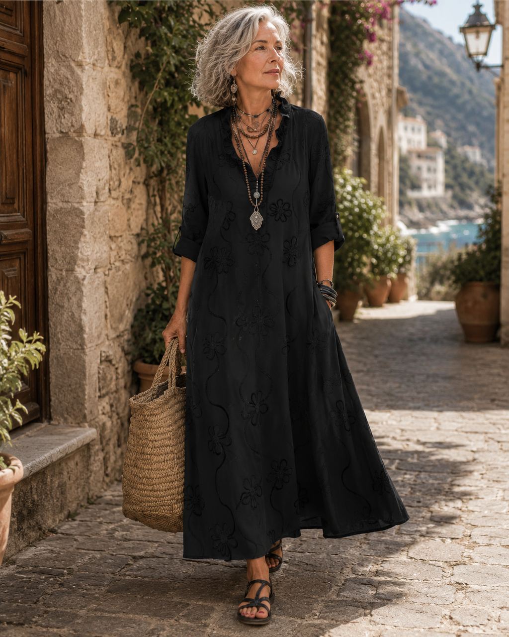Jenny | Abito Lungo con Ricami Eleganti