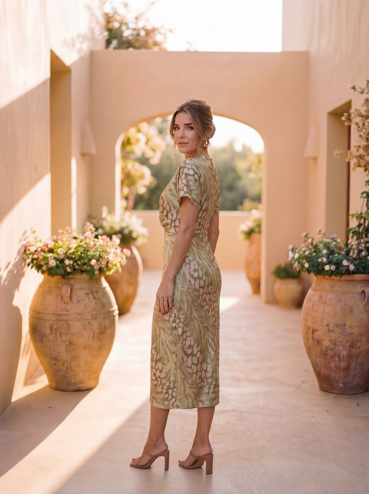 Irma | Abito Midi Drappeggiato con Scollo a V