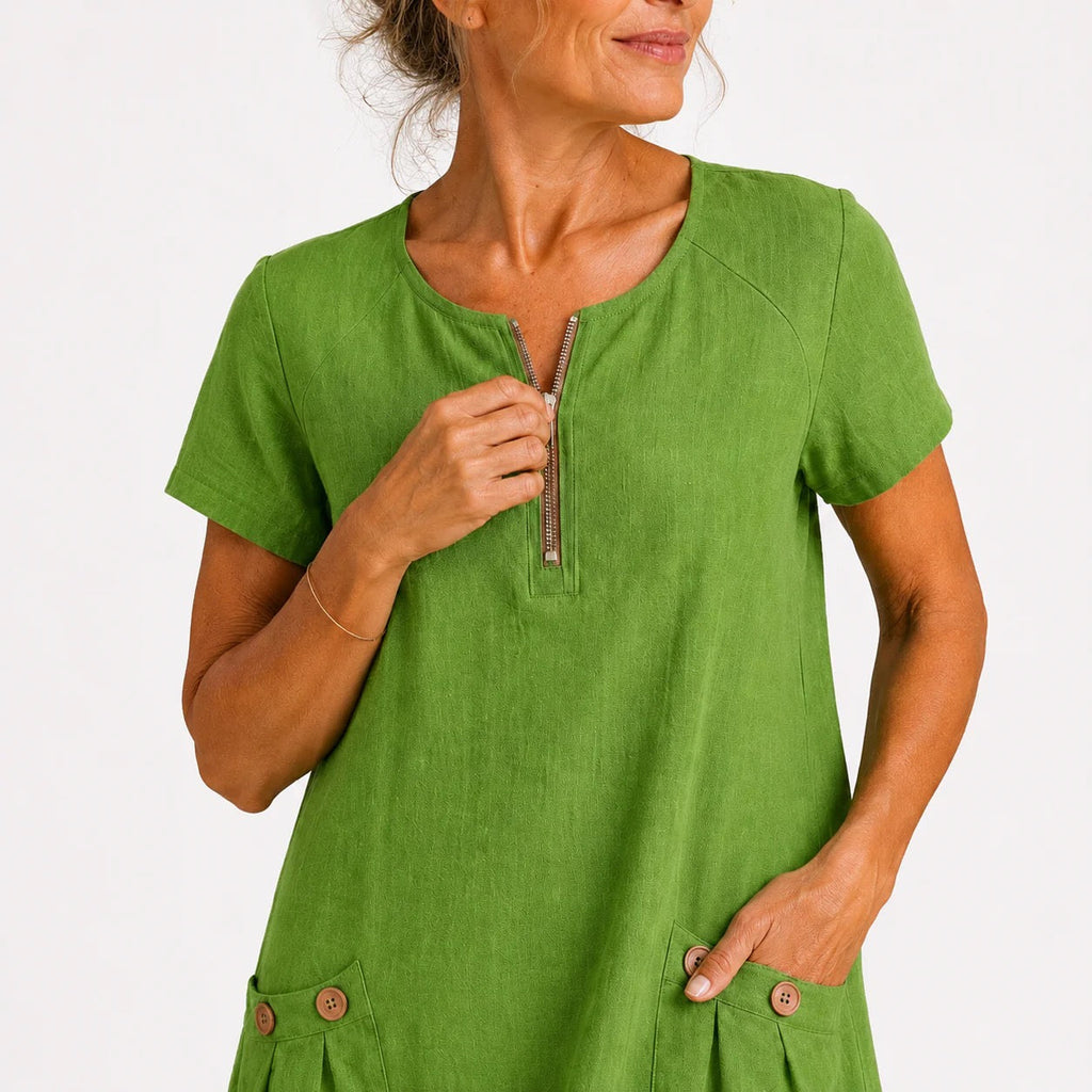 Isabel | Abito Corto con Zip e Tasche