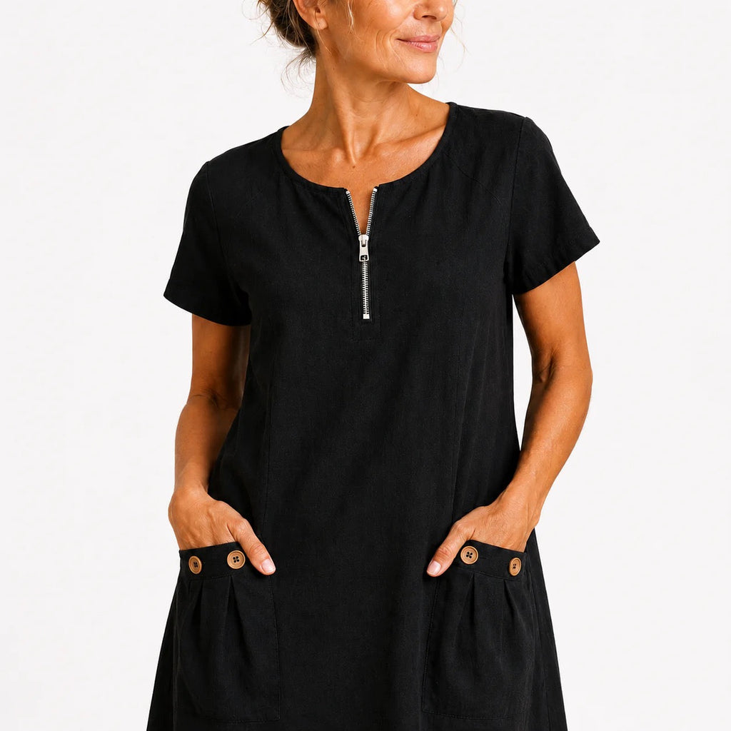 Isabel | Abito Corto con Zip e Tasche