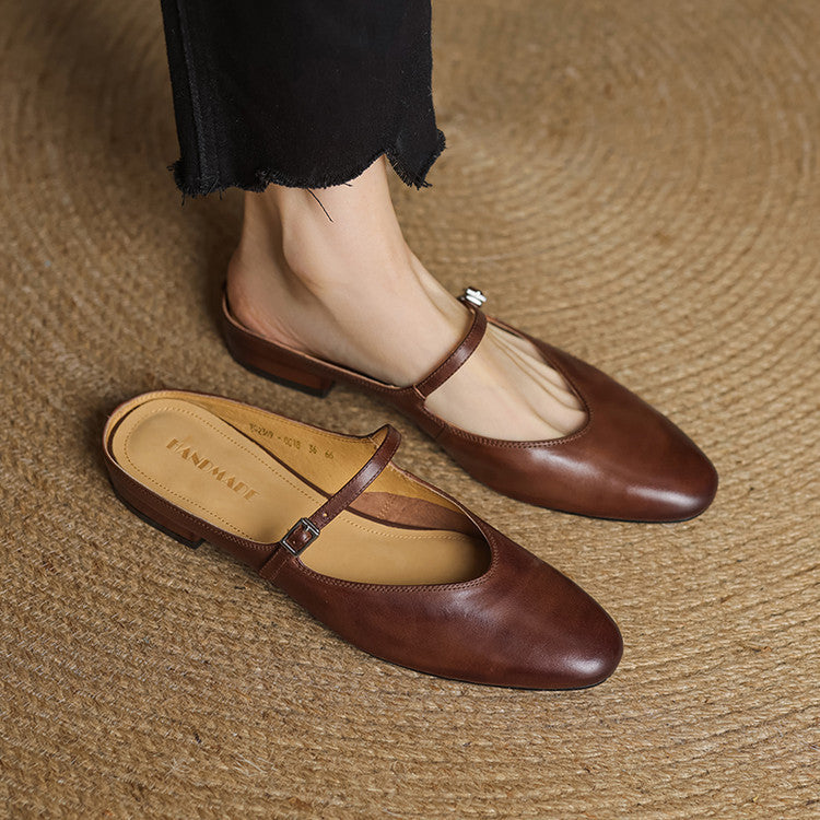 Bianca | Mules Mary Jane a Punta Mandorla