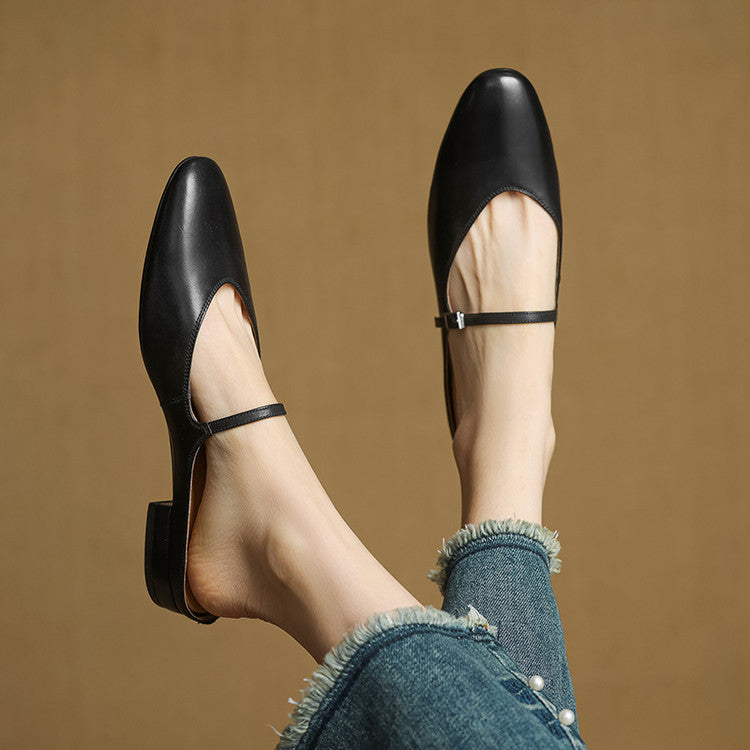 Bianca | Mules Mary Jane a Punta Mandorla