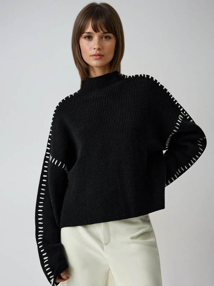 Livia | Maglione in Maglia con Cuciture a Contrasto