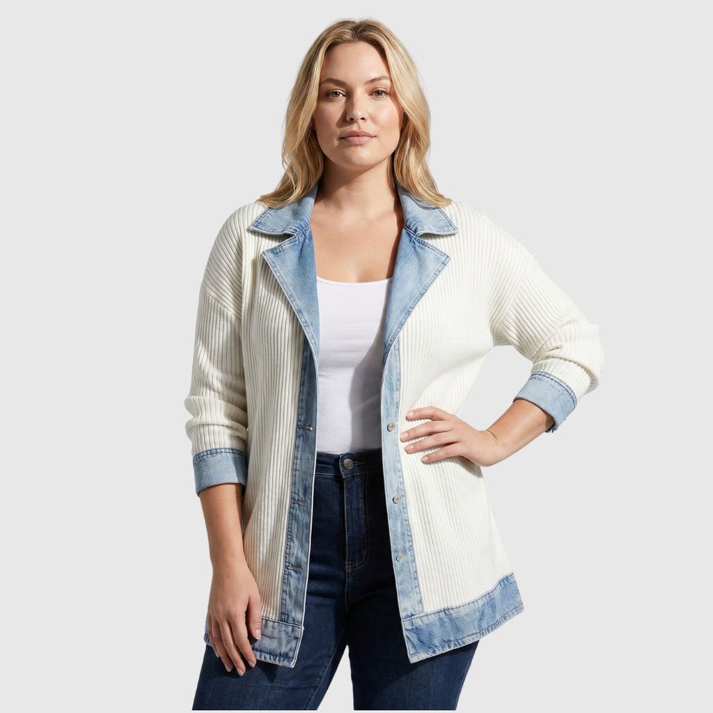 Mia | Giacca in Maglia con Dettagli Effetto Denim