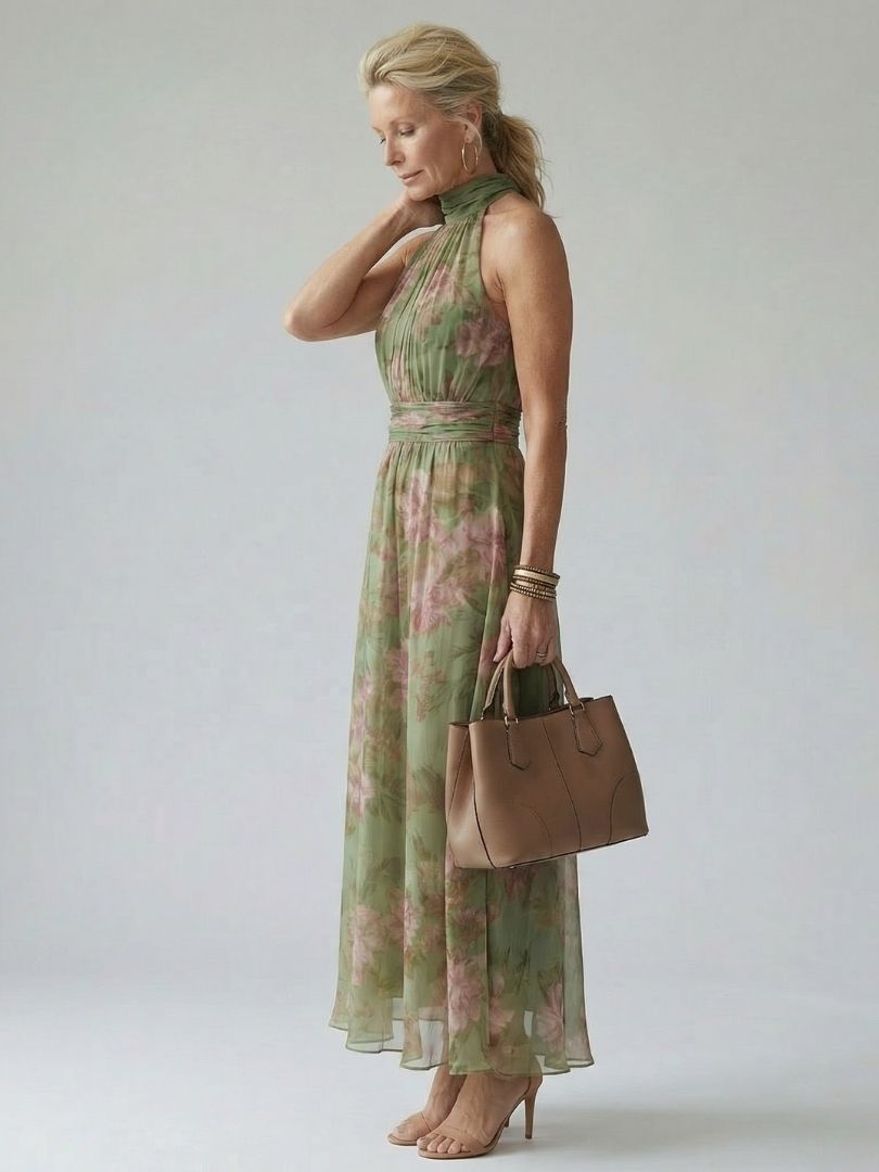 Mirelle | Abito Midi con Scollo Halter Arricciato