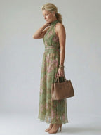 Mirelle | Abito Midi con Scollo Halter Arricciato