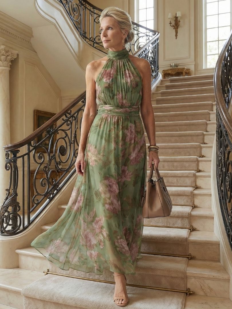 Mirelle | Abito Midi con Scollo Halter Arricciato