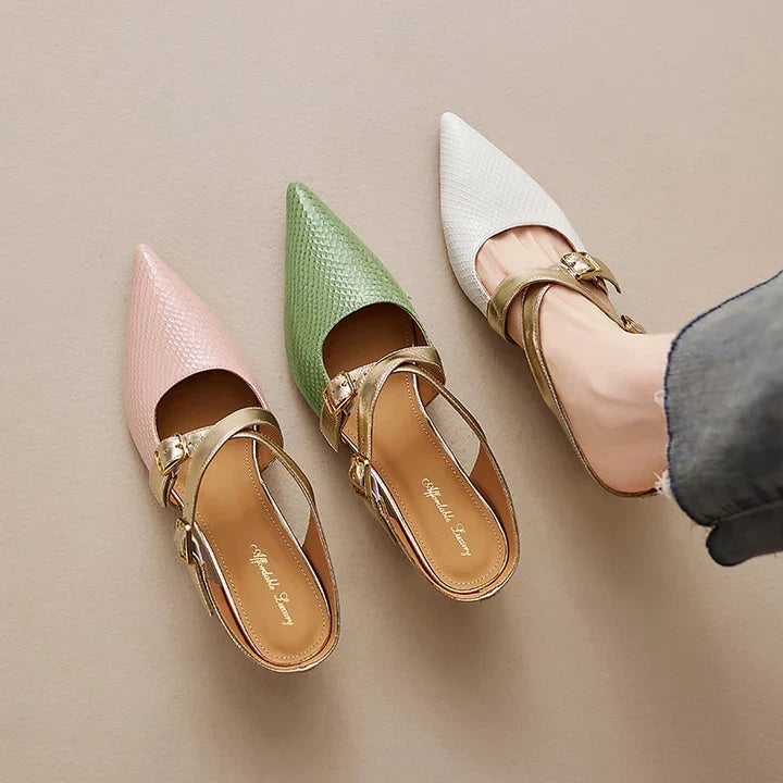 Ludovica | Mules a Punta con Cinturini Incrociati