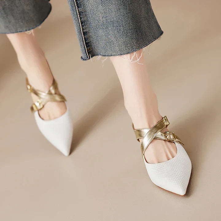 Ludovica | Mules a Punta con Cinturini Incrociati