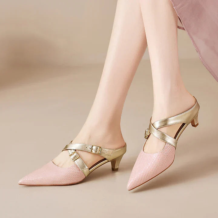 Ludovica | Mules a Punta con Cinturini Incrociati