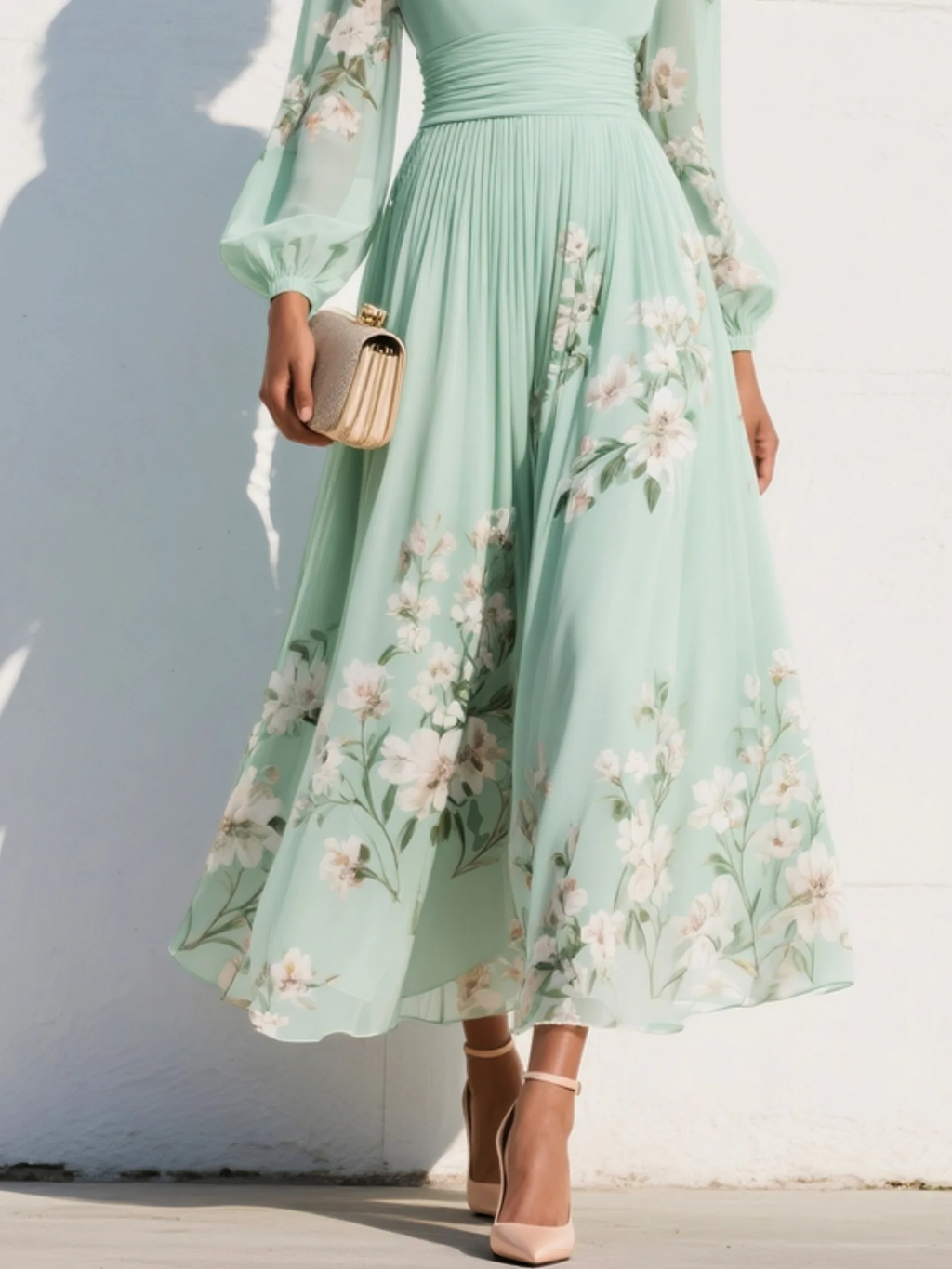 Palmira | Abito Midi Floreale con Scollo a V