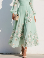 Palmira | Abito Midi Floreale con Scollo a V