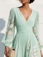 Palmira | Abito Midi Floreale con Scollo a V