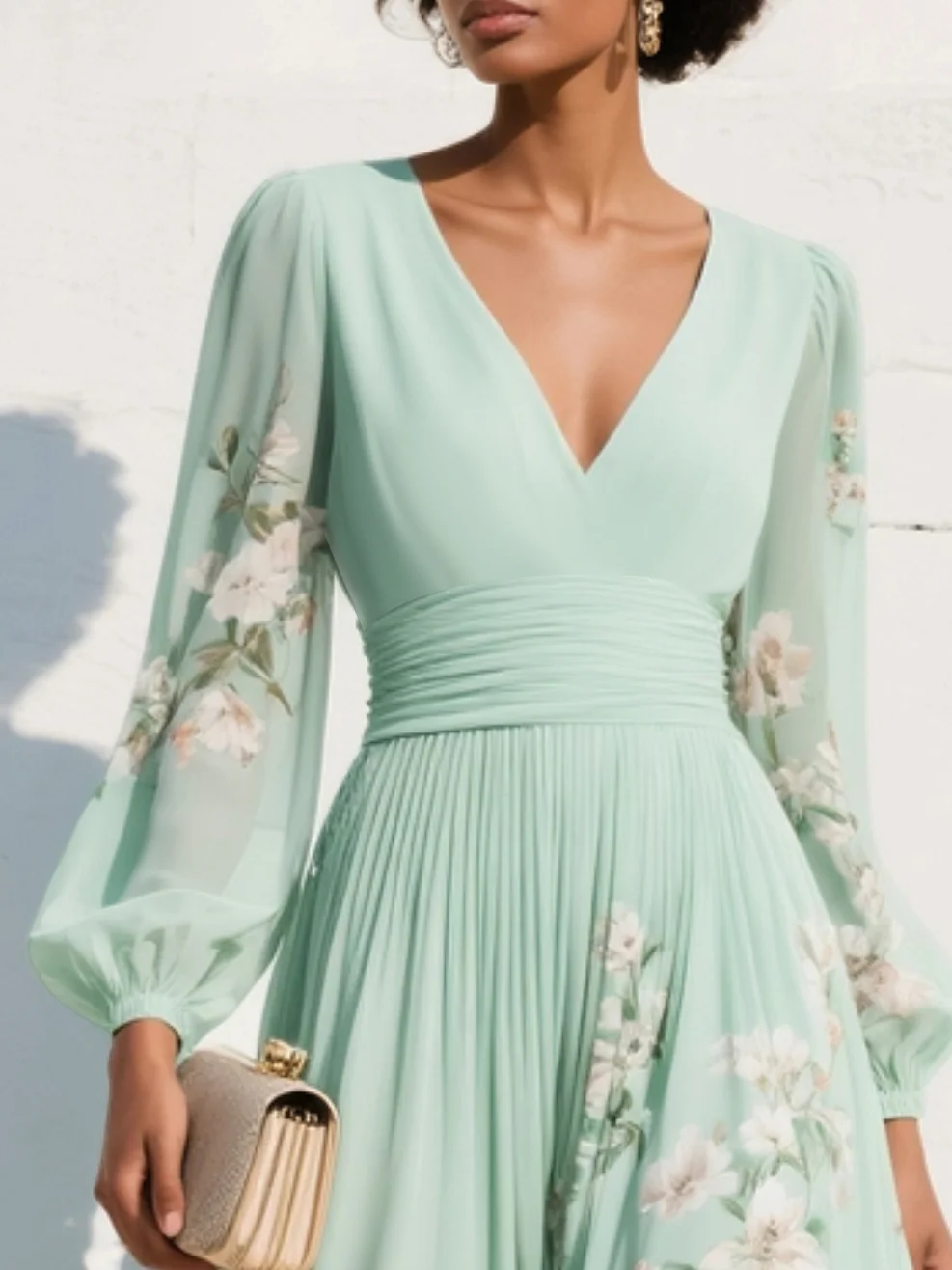 Palmira | Abito Midi Floreale con Scollo a V