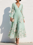 Palmira | Abito Midi Floreale con Scollo a V