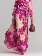 Julia | Abito Maxi Floreale con Scollo a V e Cintura