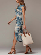 Desiderio | Abito midi plissettato tie-dye bohemien