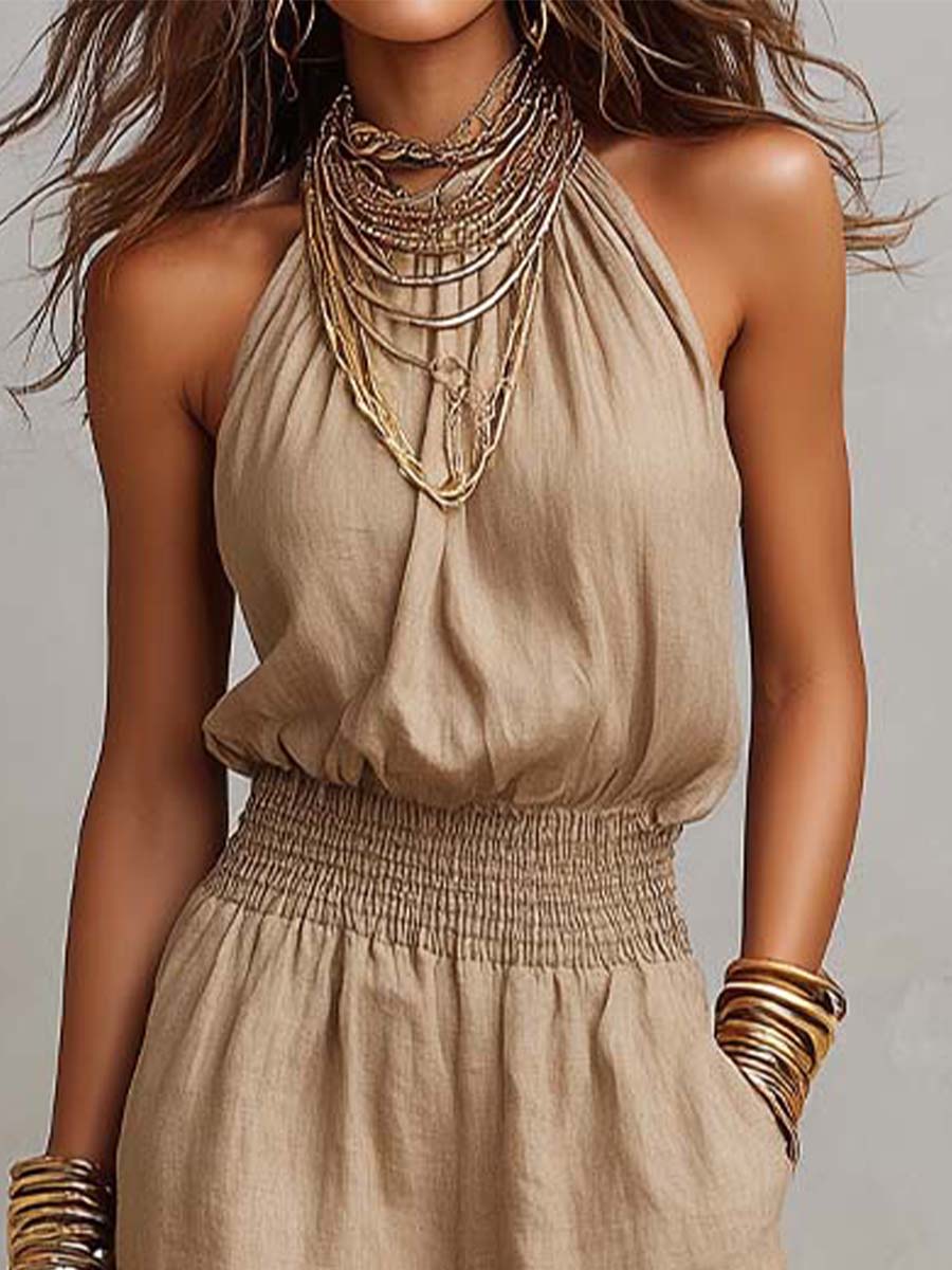 Amelia | Tuta Halter con Gamba Ampia