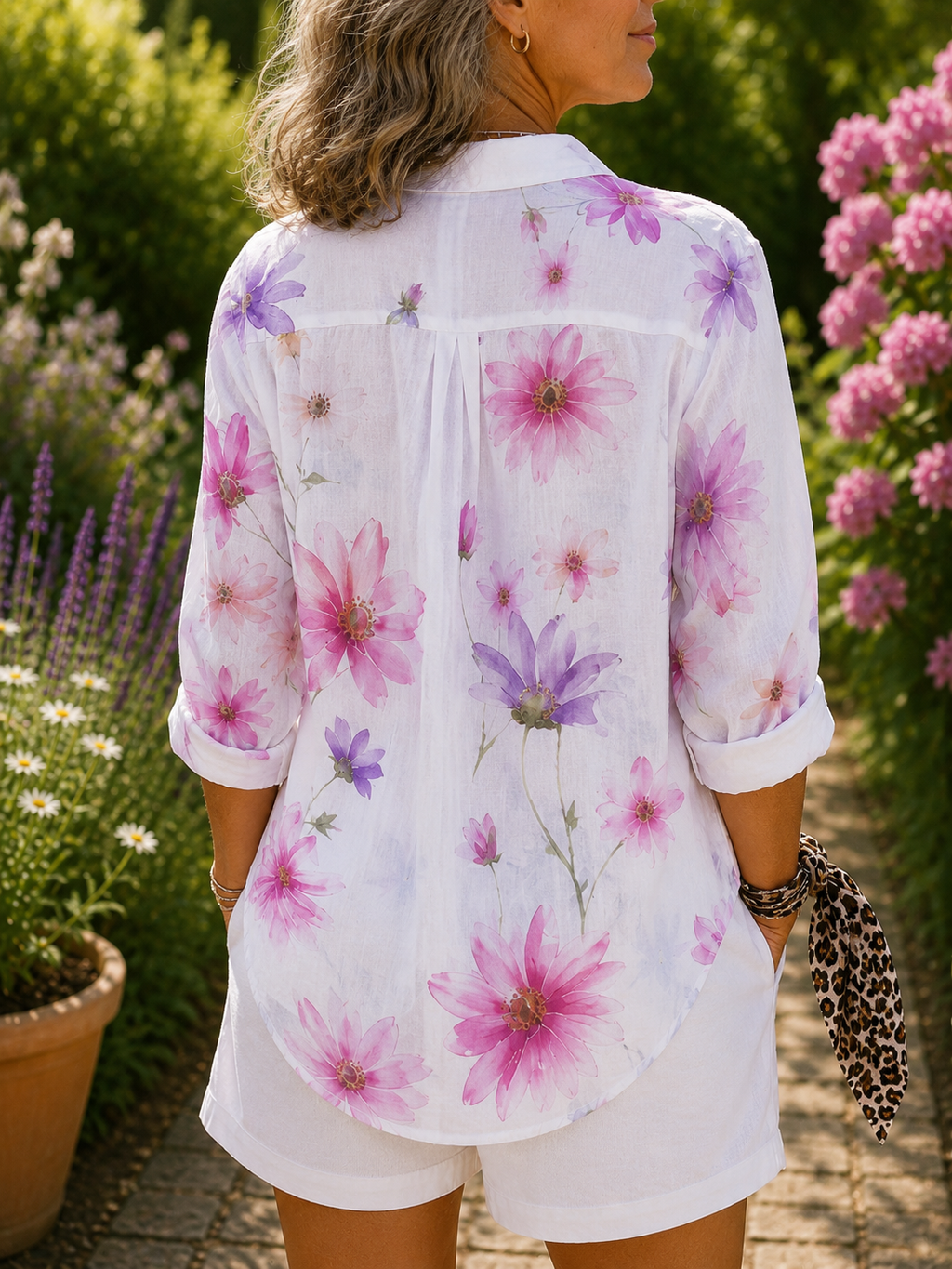 Leonora | Blusa Floreale con Bottoni