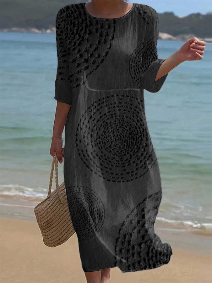 Kara | Abito Lungo da Mare con Motivo Decorativo
