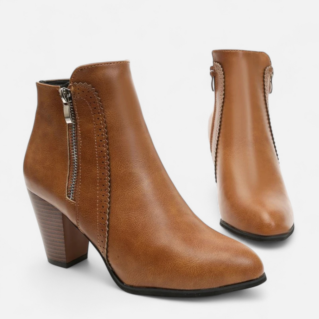 Elowen | Stivaletti Retro con Tacco e Zip Laterale