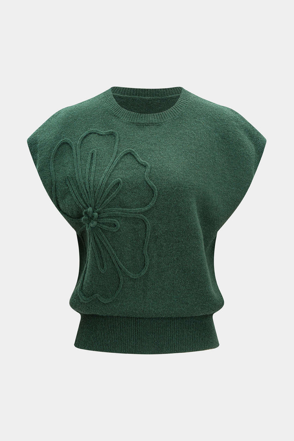 Top in Maglia con Ricamo Floreale 3D