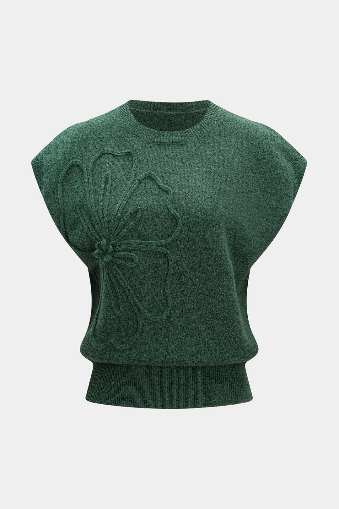 Top in Maglia con Ricamo Floreale 3D